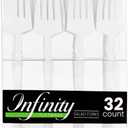 Blue Sky Infinity White Plastic Salad Forks, 384 Count Bulk Disposable Cutlery for Weddings, Parties, Catering & Events