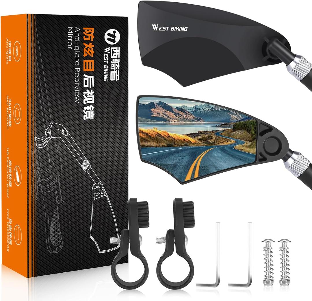 WEST BIKING Anti-Glare Handlebar Bike Mirror - Bike Rear View Mirror With Retractable & 360 ° Adjustable Lens, Foldable Bicycle Mirror For 20-23mm Handlebar (2PCS) WEST BIKING Anti-Glare Handlebar Bike Mirror - Bike Rear View Mirror With Retractable & 360 ° Adjustable Lens, Foldable Bicycle Mirror For 20-23mm Handlebar (2PCS)