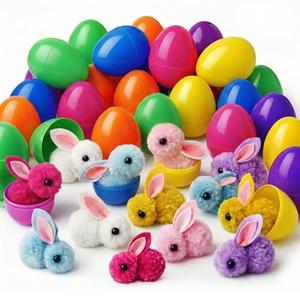 24 Pack Pre-Filled Easter Eggs with Plush Bunny Toys - Colorful Plastic Egg Fillers for Hunts, Basket Stuffers, Party Favors for Kids, Boys & Girls
