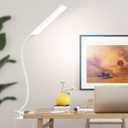 Vansuny Clip on Light LED Desk Lamp with Eye-Caring LED Metal Clip, 11 Level Brightness 3 Color Modes, Power by USB Port 5W Adjustable Neck Reading Light for Home and Office (5W, White)
