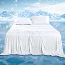 DOWNCOOL Cooling Sheets King Size, Cooling Bed Sheets for Hot Sleepers and Night Sweats, Q-Max>0.4, 15" Deep Pocket with Elastic, 4-Piece Soft & Breathable Summer King Size Sheets Set, White