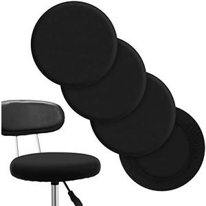 Tatuo Round Bar Stool Seat Covers Washable Stool Cushion Slipcover Elastic Bar Chair Covers for 14-17 Inch Chair (Black,4 Pieces)
