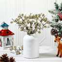 24 Pcs Christmas Glitter Berries Stems, 8.8" H Artificial Christmas Picks for Xmas Tree Ornaments, Holiday Wreath DIY Crafts, Xmas and Home Decor (Gold, White)