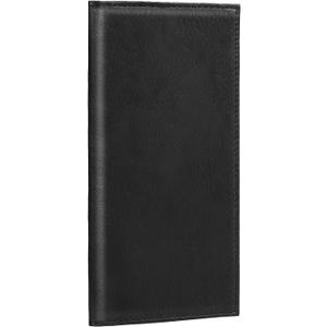 LLi Cufite Leather Checkbook Cover for Top & Side Tear Registers Duplicate Checks with Plastic Insert Flap Card Holder Pen Hoop Slim Wallet for Men Women (Black)