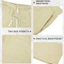 Men's Corduroy Shorts Casual Elastic Drawstring Lightweight Summer Beach Shorts with Pockets (L)