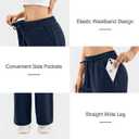 SINOPHANT Womens Wide Leg Sweatpants High Waist Lightweight Lounge Pants with Pockets Drawstring Joggers (Blue, L)
