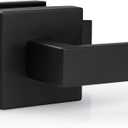 Estmoon 1 Pack Passage Door Handle Matte Black Door Lever, Interior Door Knob Square Heavy Duty Non-Locking Handlesets Hall Closet Handle, Reversible for Right & Left Sided Doors
