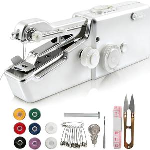 Handheld Sewing Machine,Mini Electric Hand-held Cordless Portable Sewing Machine for Beginners,Easy to Use and Fast Stitch Suitable for DIY,Clothes,Home,Travel (Off White)