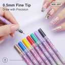 12 Colors Nail Art Pens Set, Nail Art Markers Nail Polish Pens for 3D Drawing Painting Liner Brush for DIY Nail Art Beauty Adorn Manicure Tools (Purple)