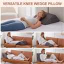 Knee Pillow for Back Sleeping, Leg Pillow Knee Wedge Pillow, Memory Foam Wedge Pillows for Legs After Surgery, Triangle Pillow for Knee Support, Leg Elevation, Knees Hip Back Pain Relief, Short Plush