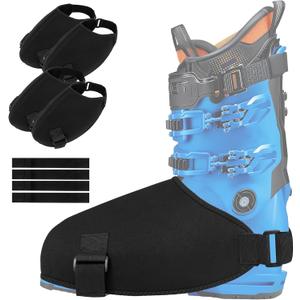 Ski Boot Covers, 2 Pairs Neoprene Ski Boot Gloves Keep Your Feet Dry and Warm, Waterproof Skiing Shoe Protector with Removable Toe Straps for Winter Sports Accessory, Skiers Gift,  Fit Boot Sizes: W 9.5+ / M 9–15
