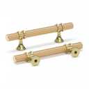 Haliwu 5 Pack Gold Cabinet Pulls, 3 inch Knurled Cabinet Pulls, Champagne Gold Handles Brushed Brass Handles for Dresser, Kitchen Hardware Drawer Knobs