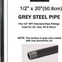 1/2" × 20" Heavy Duty Grey Steel Pipe, DIY Metal Threaded Pipe