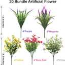 20 Packs Artificial Flowers Outdoor UV Resistant Fake Plants for Garden Patio Decor - Realistic Greenery for Hanging Planter Porch Window Home Wedding Spring Summer Decor