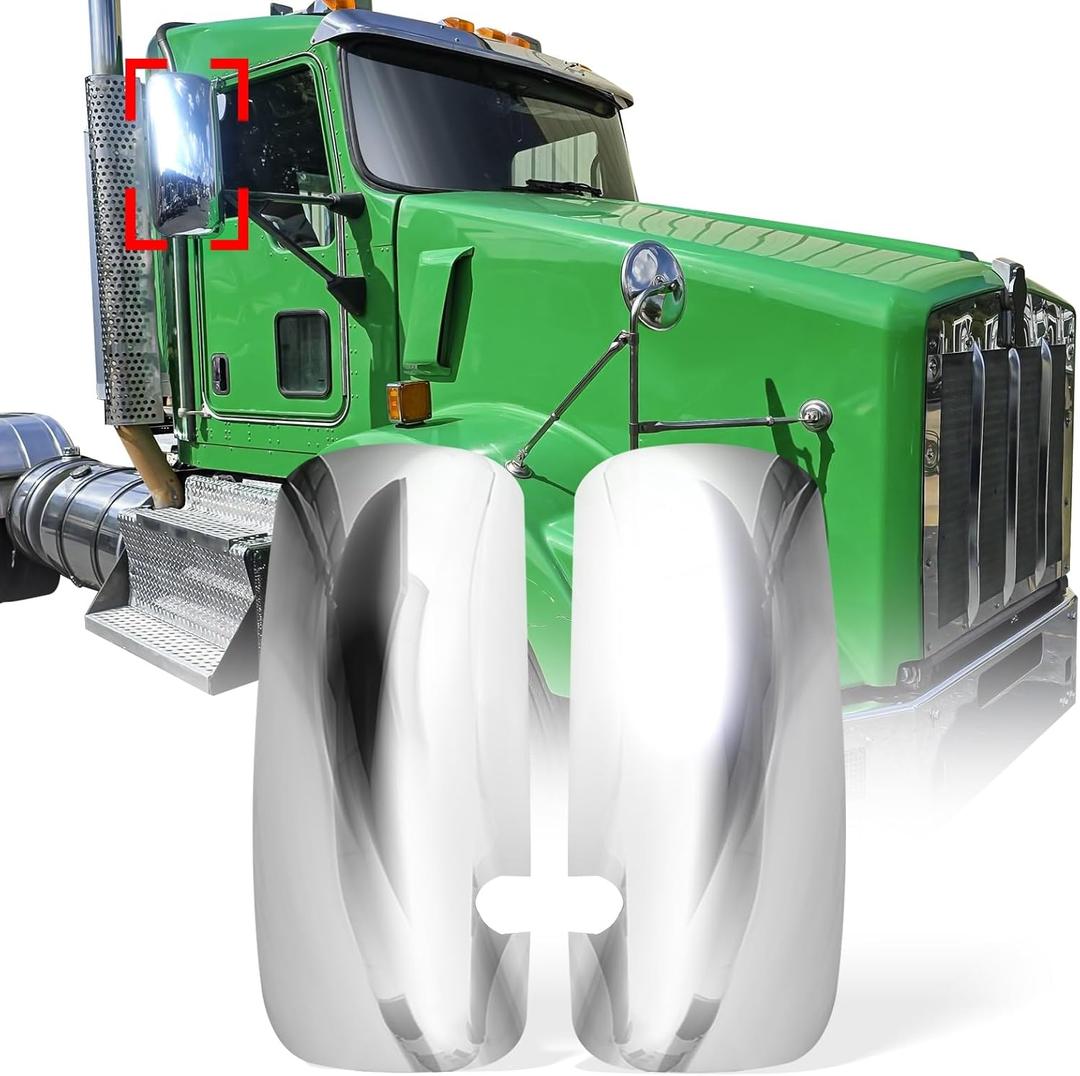 High Soar Chrome Door Mirror Covers for KENWORTH T660 2008-2017, Side Door Mirror Covers for Kenworth T170 T270 T370 T440 T470 T800 T600, A Pair