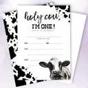 20 Sets Holy Cow I'm One Birthday Party Invitations With Envelopes,Farm Cow Girl Boy Double-sided Printed Birthday Party Invite Cards Invitations for Girls Boys Kids,1st Birthday Invites