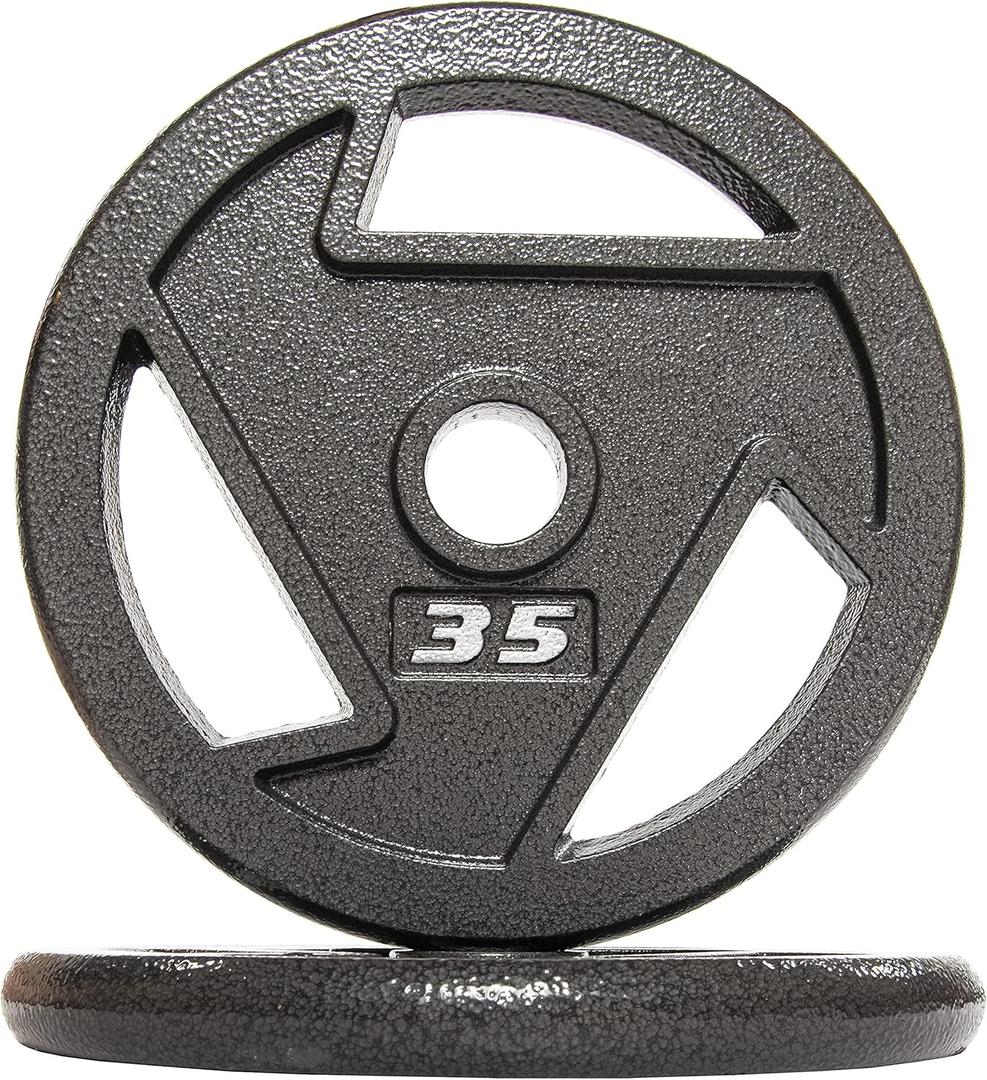 BalanceFrom Powergainz Olympic 2-Inch Cast Iron Plate Weight Plate for Strength Training and Weightlifting, Black POG-AT2IN-35X2