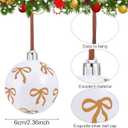 Janinka 12 Pcs Bows Christmas Ball Ornaments for Tree 2.36 Inch Brown Bows Ball Hanging Decorations Coquette Christmas Tree Pendants with Rope for Xmas Holiday Home Party Decoration