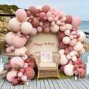Dusty Pink Balloon Arch Kit, Double Stuffed Dusty Rose Muave Light Pink Cream Balloons Blush Nude Balloon Garland for Boho Baby Shower Bridal Shower Birthday Valentine Mother's Day Party Decorations