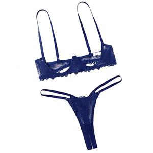 Avidlove Lingerie Set For Women Lace Bra and Panty Set Sexy Underwire Lingerie Set Navy Blue M