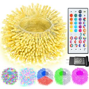 Pooqla Color Changing Christmas String Lights with Remote, 35 Colors 66FT 200LED String Lights Outdoor Decoration, Indoor Connectable Fairy Lights Plug in for St. Patrick's Day Easter Decoration (Clear wire, RGB with Remote)