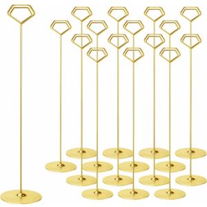 Urban Deco 16PK Table Number Holders 12 Inches Place Card Holder Metal Table Card Holders Picture Holders for Tables, Card Holder Stand for Wedding Dcor Gold Sign Holder