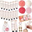 50 Pcs/25 Sets Floral Baby Shower Favors for Guests Hand Creams Rose Flower Shaped Soaps Bridal Shower Gifts Bulk with Organza Bags and Thanks Tags for Birthday Bridal Wedding Gender Reveal