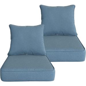 Goodgoods 22x24 inch Outdoor/Indoor Deep Seat Patio Cushions Set of 2 Resilient Foam Filling Water Repellent Stain-Resistant UV Resistant Weather Resistant Deep Seat Bottom Light Blue, 22''x24''x5.1'' 2 sets
