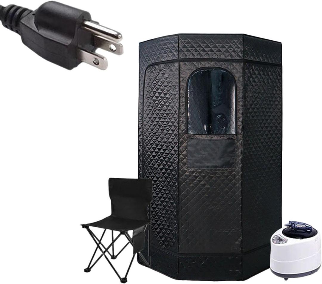 Portable Sauna, Sauna Box, Sturdy Full Size with Folding Chair, Compact, with 3L Steamer, Full Body Sauna Tent for Gym Balcony