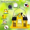 Solar Bird Feeders House for Outside Hanging, Metal Wild Bird Feeder for Outdoors Large Capacity Cardinal Birdfeeder Birdhouses Metal Bird Feeding Station Yellow