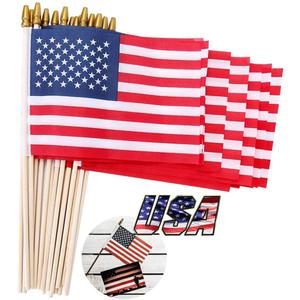 Small American Flags on Stick 5x8 Inch/30 Pack - Mini Ameirican Flags/Handheld American Wooden Stick Flag with Safe Spear Top for July 4th Decoration, Veteran Party, etc.