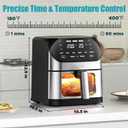 Air Fryer 6.2 QT Large Capacity Oilless Hot Air Fryers Oven 1500W Healthy Cooker with 10 Presets, Digital LCD Touch Screen, Visual Cooking Window, Non-Stick Basket, Included Recipe (Silver-L)