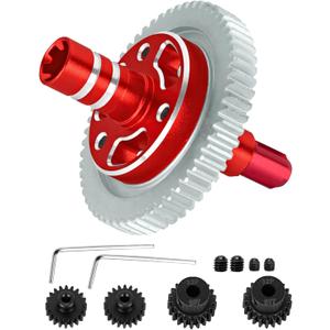 0.8 Mod 58T Slipper Clutch Upgrades Part for 1/10 Big Rock/Granite/Senton/Vorteks 3S BLX,Kraton/Outcast 4S BLX,1/8 Typhon 3S BLX,Metal RC 58T Gear w/Slipper Shaft &20T 21T Pinions,Red