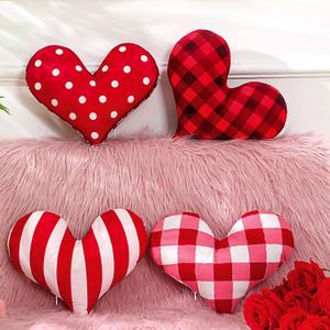 Menkxi 4 Pieces Heart Shaped Valentine's Day Pillows Vintage Soft Throw Pillows Valentine's Day Gift for Mom Sister, 12 x 11 Inch
