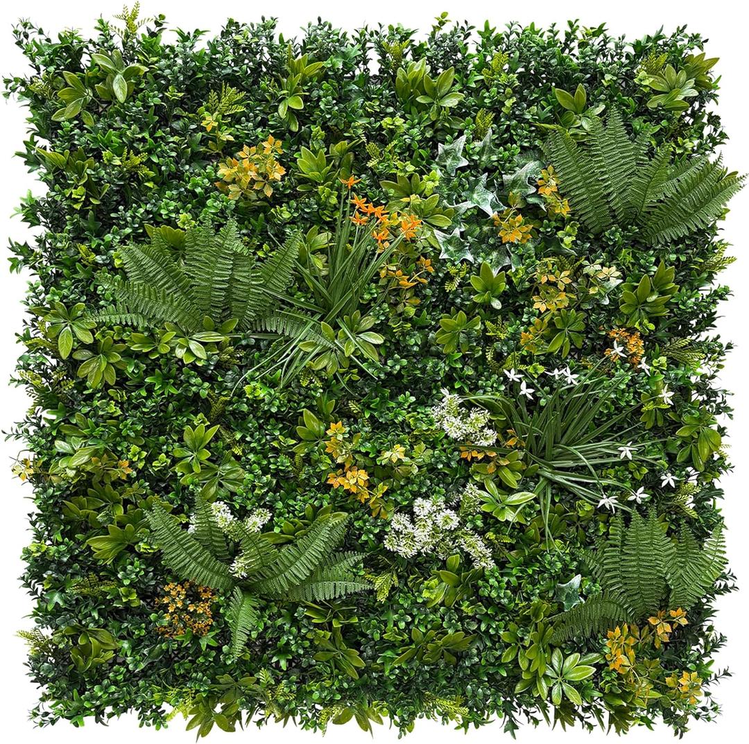 Artificial Green Wall Panels: 20"x20" (8 Pack), Faux Greenery Fence