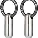 2 Pieces Mini Small Keychain Pill Holder Waterproof Keychain Pill Holder Container Portable Titanium Alloy Box Case for Travel Purse Pocket