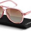 livho Trendy Polarized Aviator Sunglasses Women Men, Retro Sun Glasses for Women Men 2025, Oversized UV Protection Shades (Pink/Light Brown)