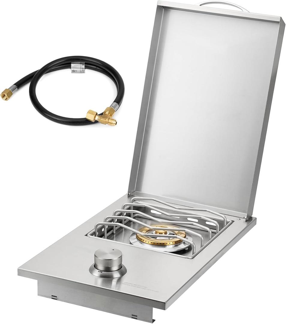 Stanbroil Built-in Single Side Burner for Outdoor Kitchen, 304 Stainless Steel Grilling Side Burners - Liquid Propane Only