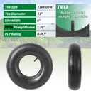 (2 Sets) 4.00-6 Replacement Pneumatic Tires and Inner Tubes - Universal Fit 13 Tires and Tubes Compatible with Wheelbarrows and Gorilla Carts - With Ribbed Treads and TR13 Straight Valve Stems