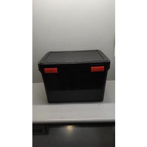 IRIS USA WeatherPro 74 Qt Storage Bins with Lids, 3 Pack, BPA-Free Plastic Gasket Box with Tight Latch and Seal, Stackable Nestable Tote Tub - Black/Red