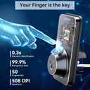Ulecoce Fingerprint Keypad Deadbolt with Handle Set, Keyless Entry Door Lock, Door Locks for Front Door Lock Set, App Control, Auto Locking, Easy to Install, Oil Rubbed Bronze