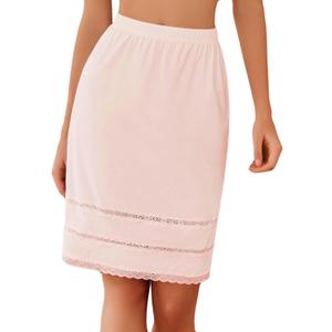 Avidlove Half Slips for Women Underskirt Dress Extender Lace Trim Knee Length Short Skirt (Small, Pink)