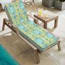 Outdoor Chaise Lounge Cushion for Patio Furniture 72 x 21 x 3 Inch, Water Resistant Patio Lounge Chair Cushion with Straps for Lawn Pool Furniture,Damask Green