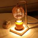 Candle Warmer Lamp with Timer Dimmable, Natural Weaving Boho Electric Candle Lamp, Wax Warmer Lamp for Mothers Day Gifts for Mom, House Warming Gifts New Home Decor (Gold)