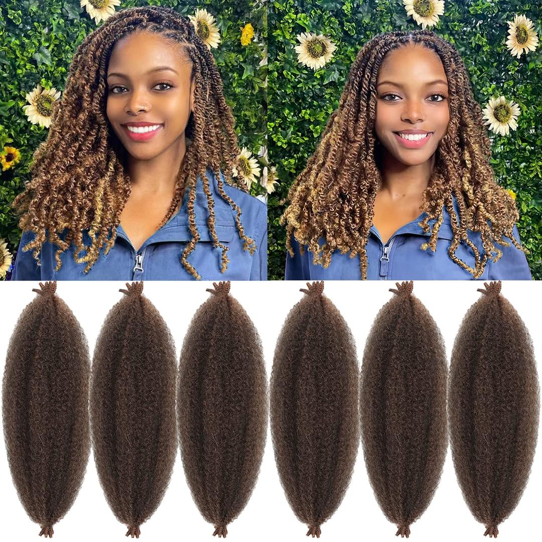 Marley Twist Braiding Hair 12 Inch Marley Hair for Faux LocsButterfly Locs Crochet Hair Spring Twist Hair Passion Twist Hair Springy Afro Twist Hair Kinky Curly Braiding Hair(6 Packs,T30)