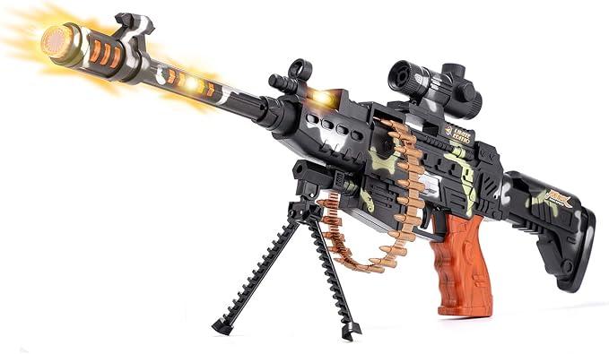 Gun Toys for Boys Combat Military Mission Machine Gun Toy with LED Flashing Lights and Sound Effects for Kids Playing
