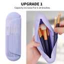 AGIKET 2 IN 1 Silicone Makeup Brush Holder with Beauty Make Up Sponge Holder Case：Soft Portable Cosmetic Face Brushes Holder with Upgrade Anti-Fall Out Magnetic Closure - Purple