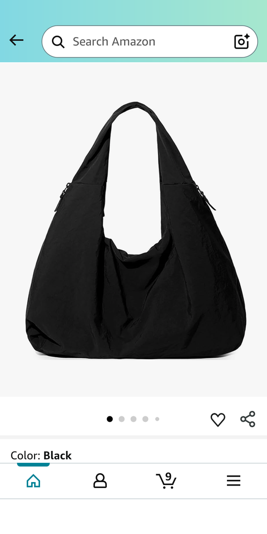 Slouchy Tote Bag Nylon Solid Pleated Handbag Large Hobo Bags for Women Multipockets Crescent Shoulder Bag