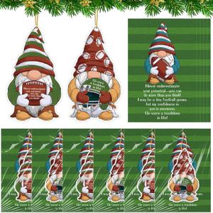 24 Sets Christmas Football Ornaments Gnomes Ornaments with Inspirational Card Scent Sachets Air Freshener Employee Appreciation Gift for Office Coworker Staff Football Team Xmas Tree Decor