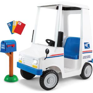 Kid Trax 6V USPS Mail Truck Ride-On Toy, Ages 3-5, Max Weight 60 lb, Includes Mailbox, Play Envelopes, Working Headlights/Horn, FM Radio/MP3 Input